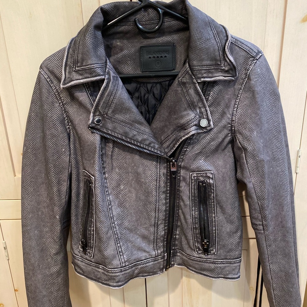 Blank NYC Snakeskin Grey Leather Jacket
